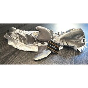 Shark Pet Costume Dog Cat‎ Halloween Outfit Silver Fin Teeth Hood